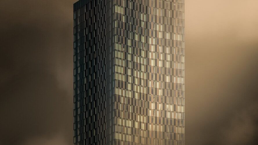 gray concrete building under gray sky